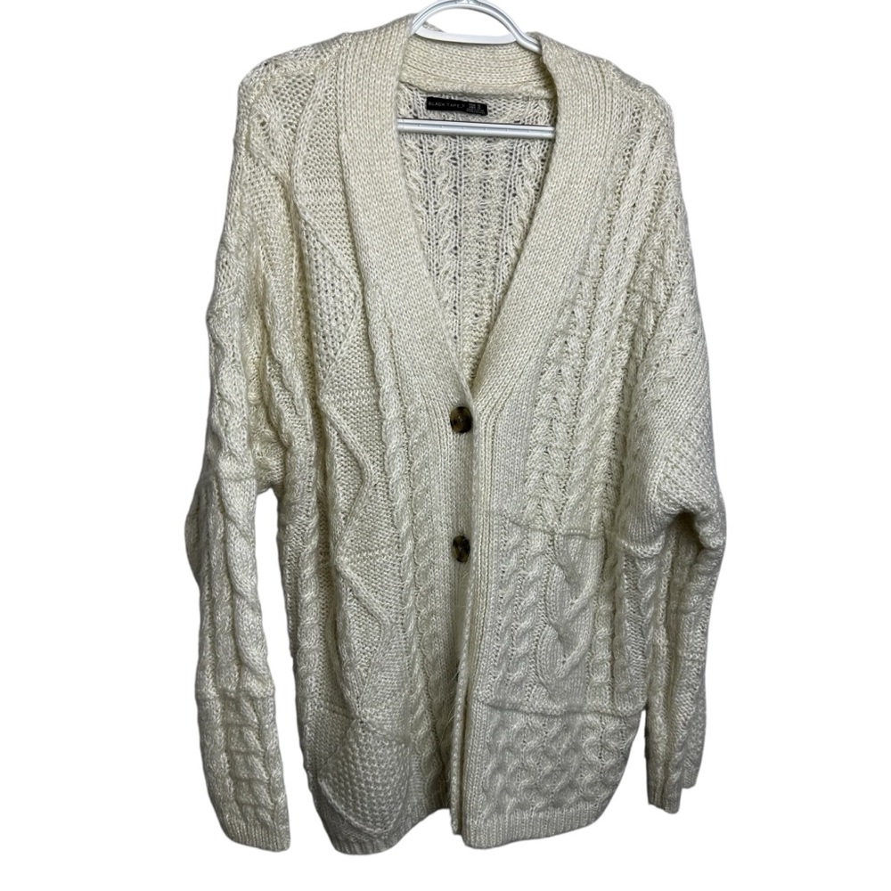 Black Tape Brand chunky Women's Cream Cable Knit Sweater size 1X fishermen's